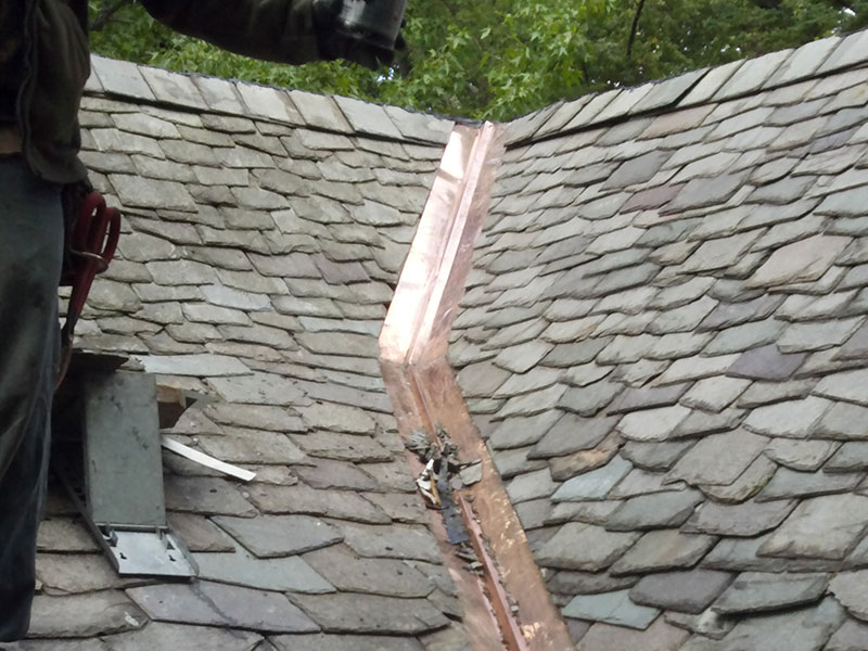 Copper valley and slate roof repairs on Summit, NJ